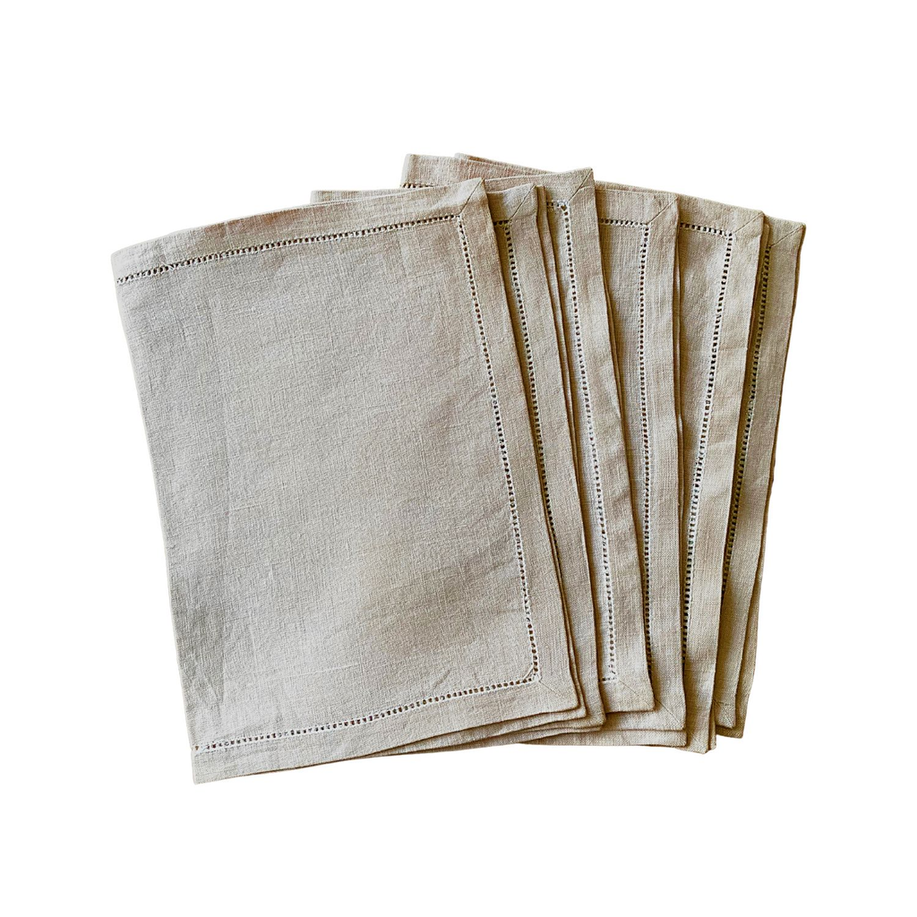 Vintage Linen Napkins Khaki - Set of 6 - Modernplum