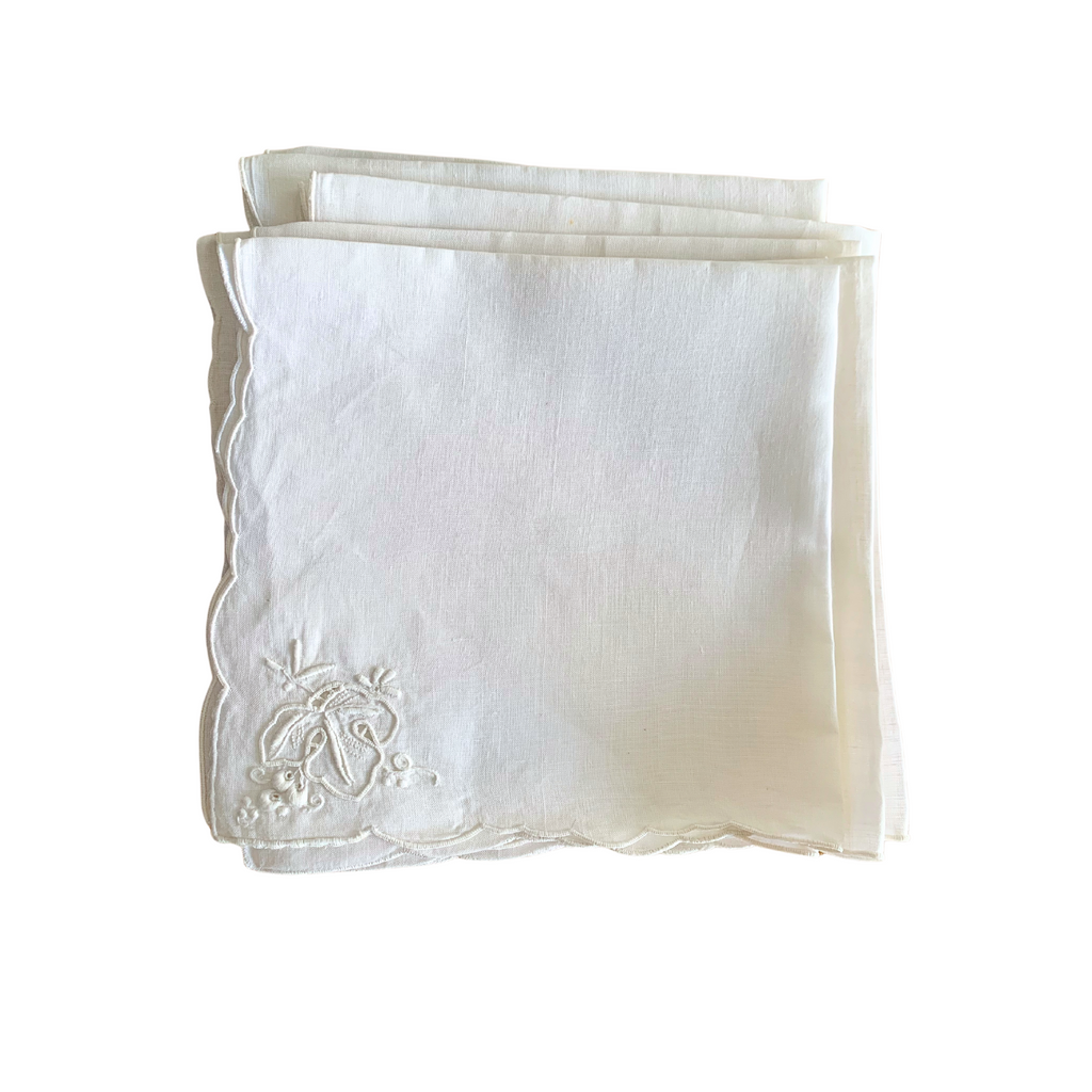 Vintage Monogram Napkins - Set of 6