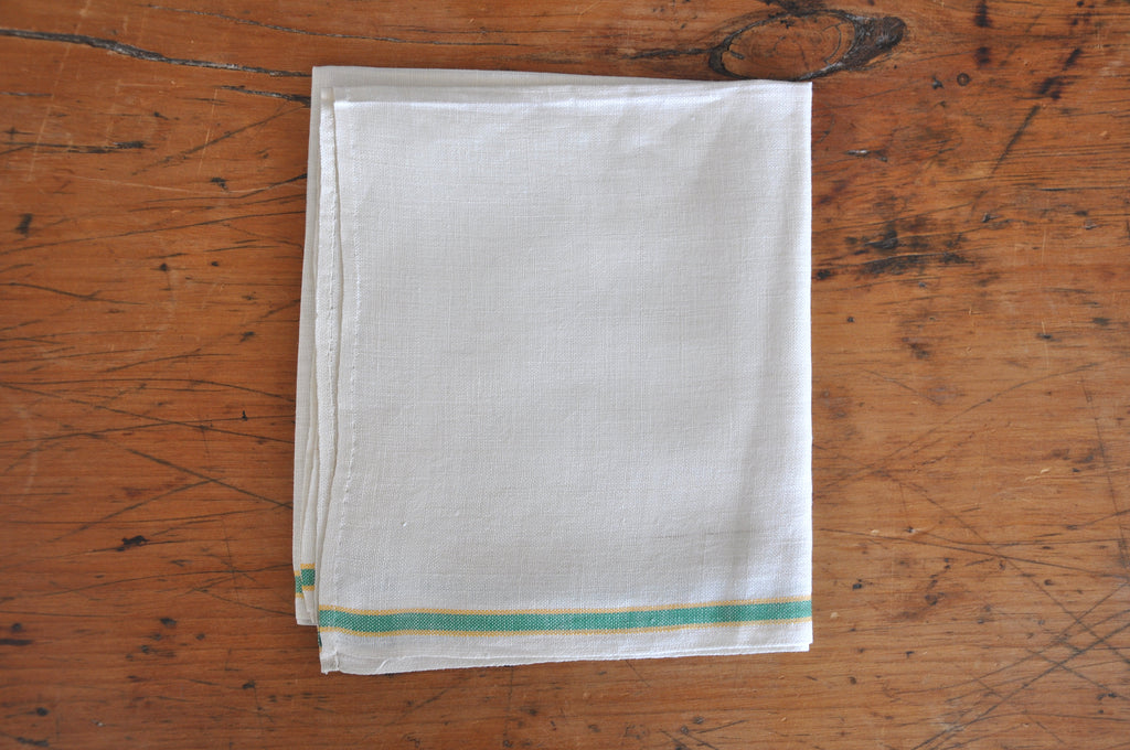 Vintage Green Edge Tea Towel