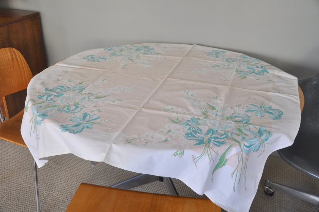 Vintage Cotton Print Tablecloth