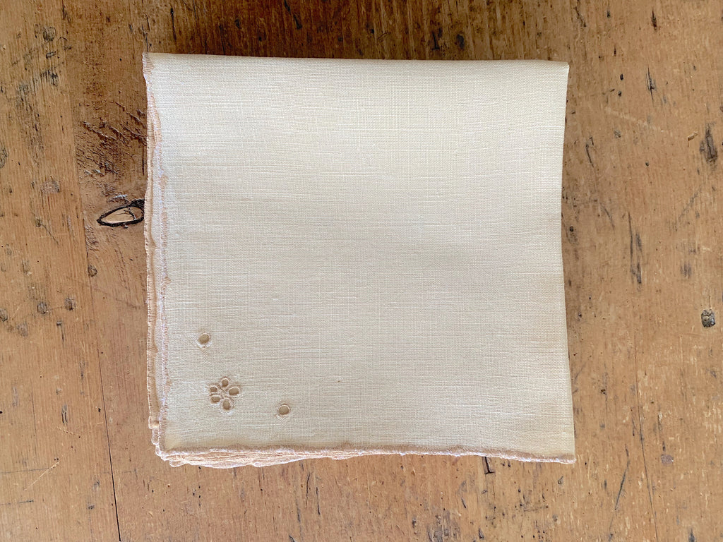 Vintage Linen Cocktail Napkins Taupe - Set of 5