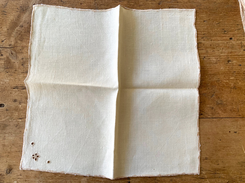 Vintage Linen Cocktail Napkins Taupe - Set of 5