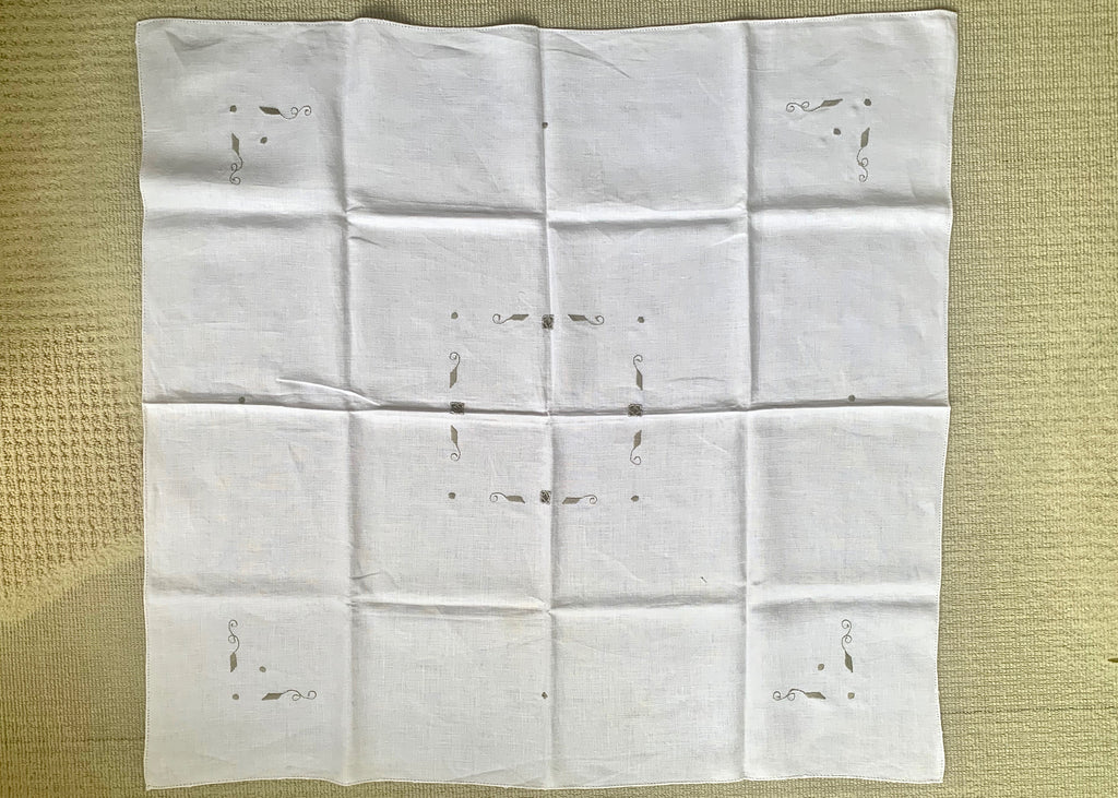 Vintage White Linen Tablecloth