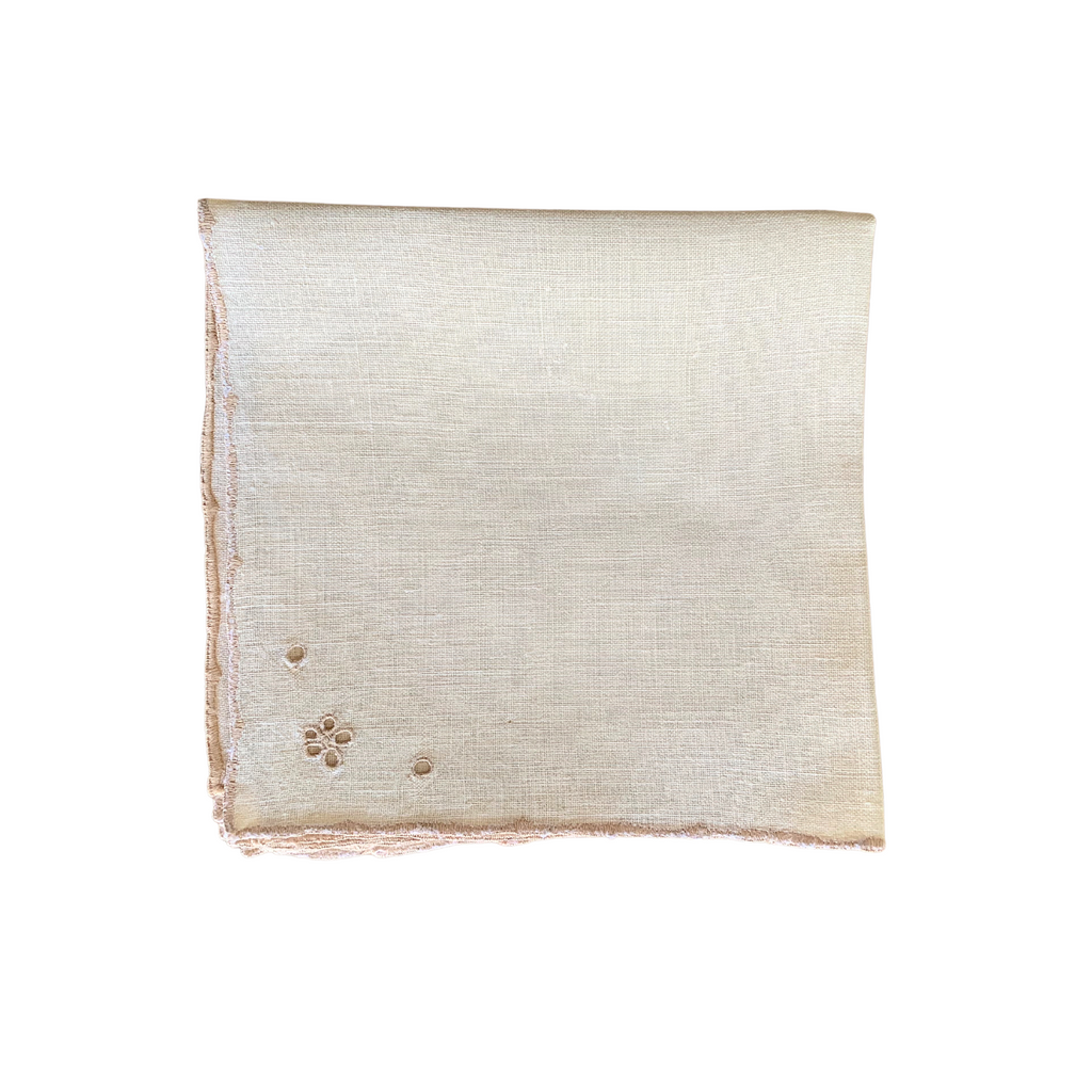 Vintage Linen Cocktail Napkins Taupe - Set of 5