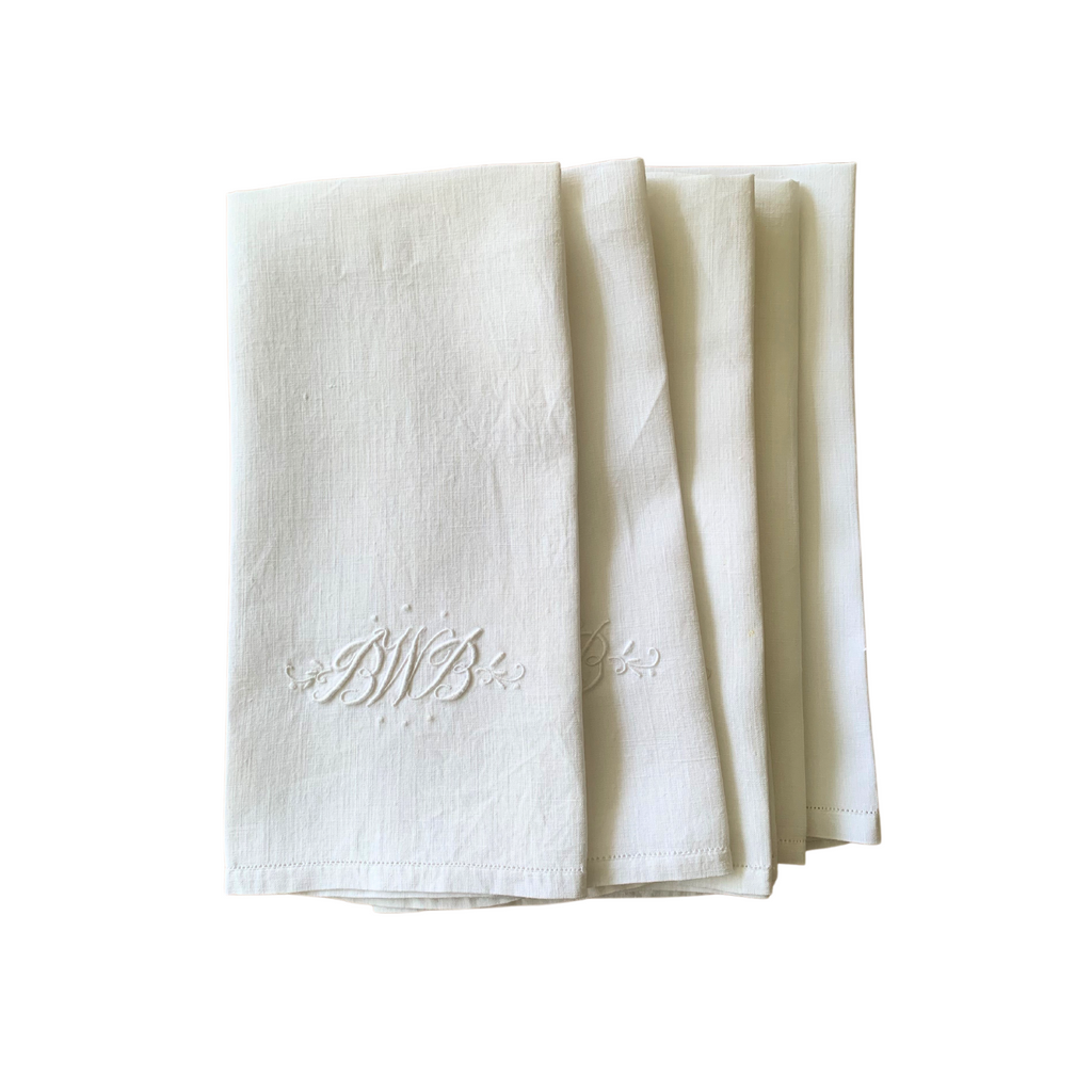 Vintage Cotton Monogram Napkins - Set of 6