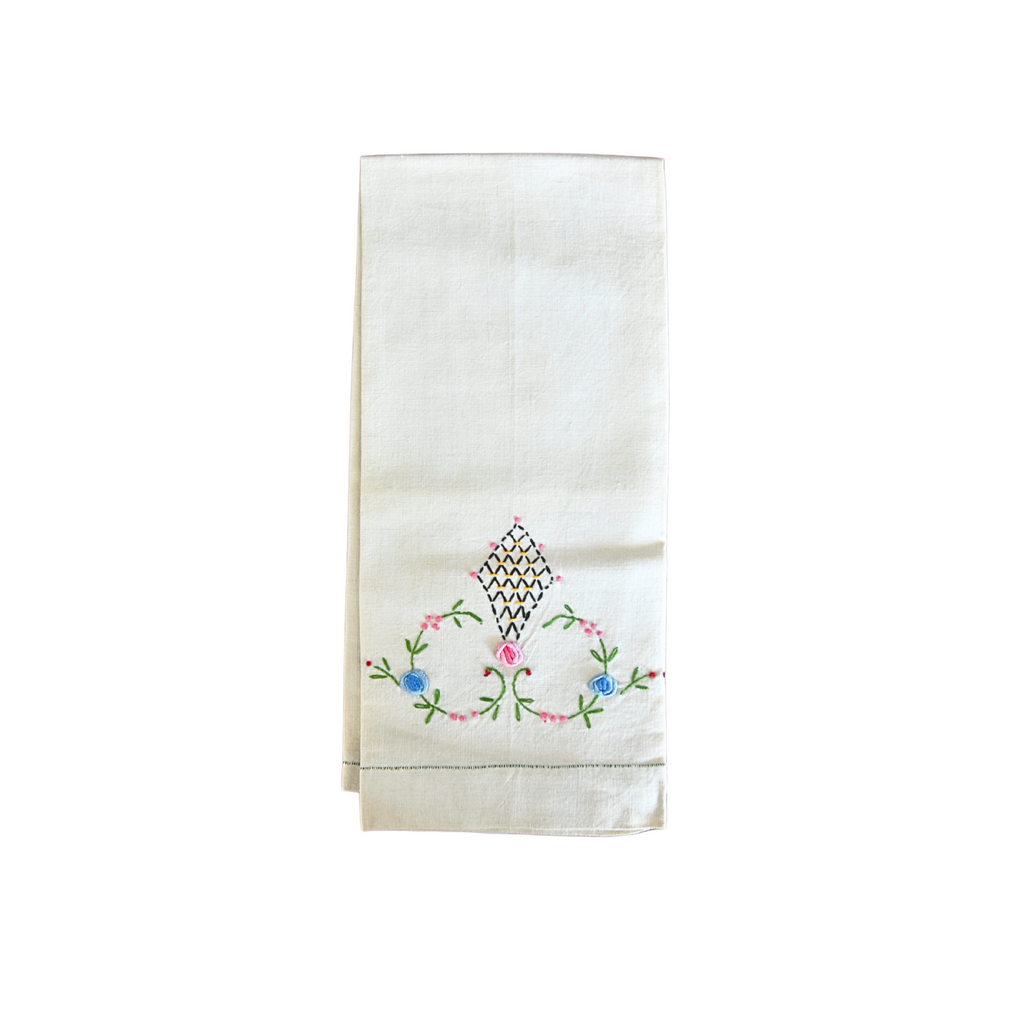 Vintage Stitched Tea Towel