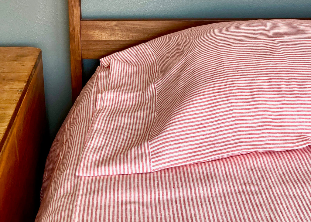 Breton Stripe Pillowcase Red - Modernplum