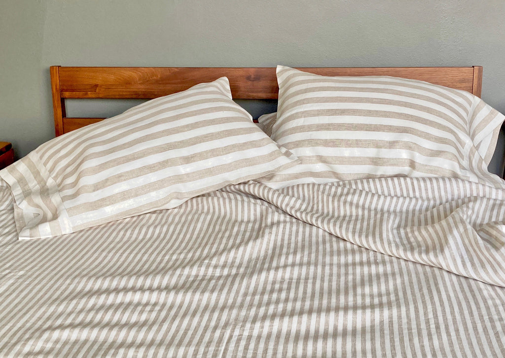 Madrid XL Stripe Pillowcase Taupe - Modernplum