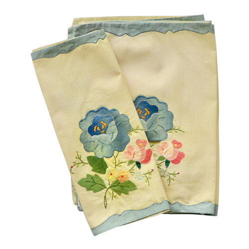 Stitched Vintage Napkin, Hand-Dyed, Set of 5 - Modernplum