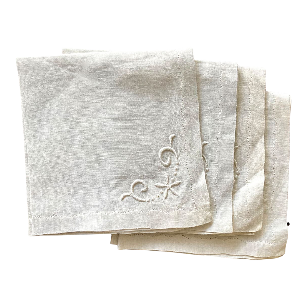 Vintage Decorative Linen Napkins - Set of 4 - Modernplum