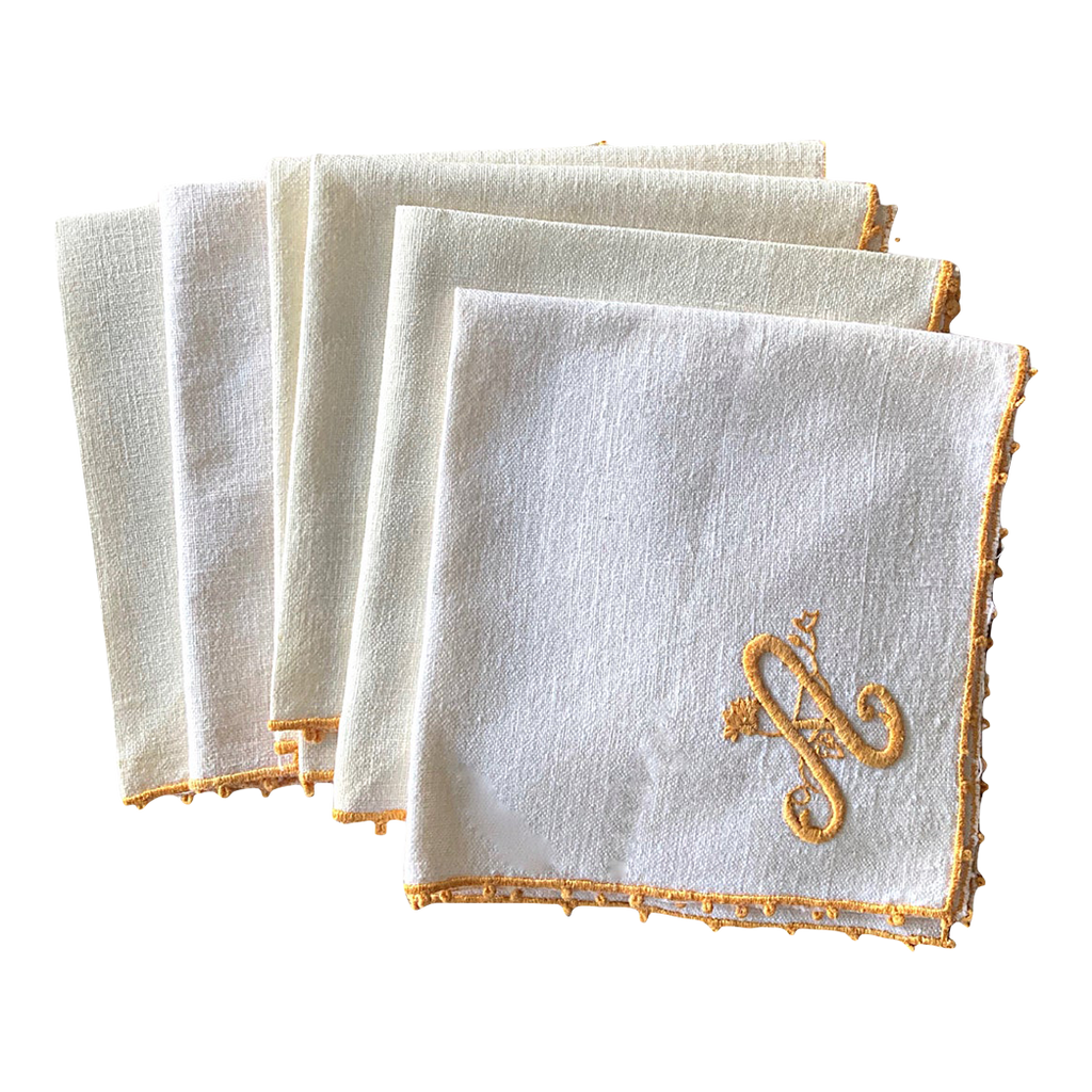 Vintage Embroidery Cocktail Napkins - Set of 6 - Modernplum