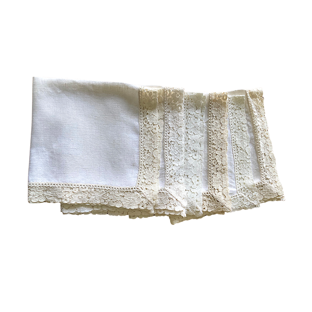 Vintage Lace Trim Napkins - Set of 6 - Modernplum