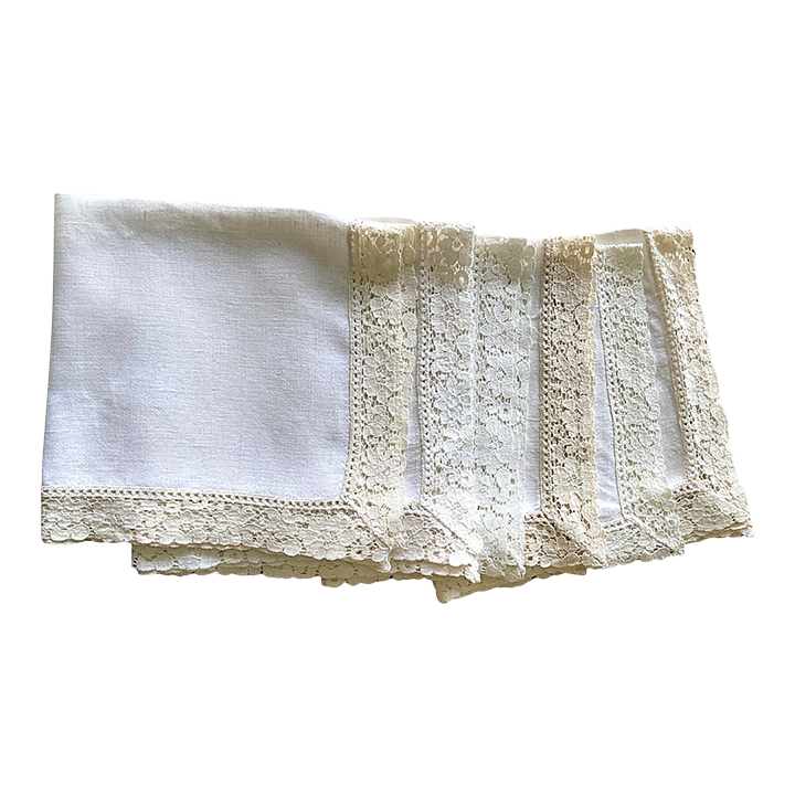 Vintage Lace Trim Napkins - Set of 6 - Modernplum