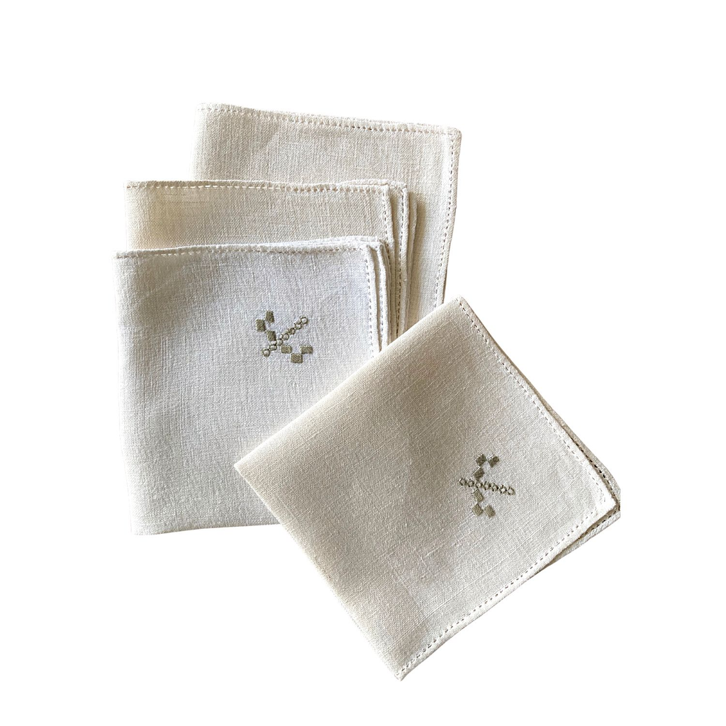 Vintage Linen Cocktail Napkins - Set of 4 - Modernplum