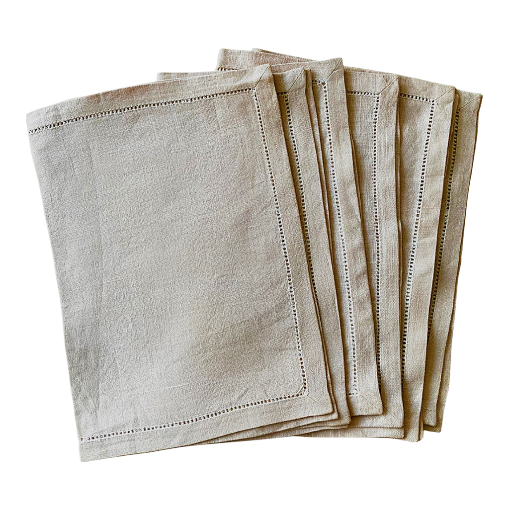 Vintage Linen Napkins Khaki - Set of 6 - Modernplum